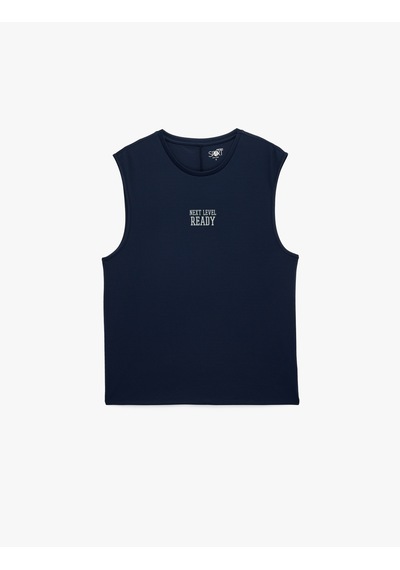 Koton Straight Fit Kolsuz Bisiklet Yaka Baskılı Sporcu Atleti Lacivert 6sam30015nk