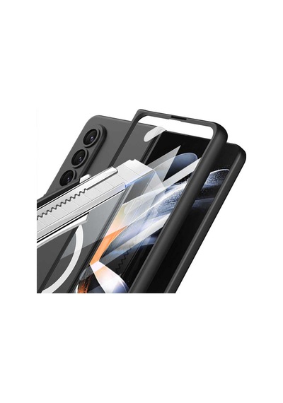 Rba Aksesuar Galaxy Uyumlu Z Fold 4 Kılıf Wireless Şarj Özellikli Rba Kıpta M-safe Kapak - Siyah Siyah