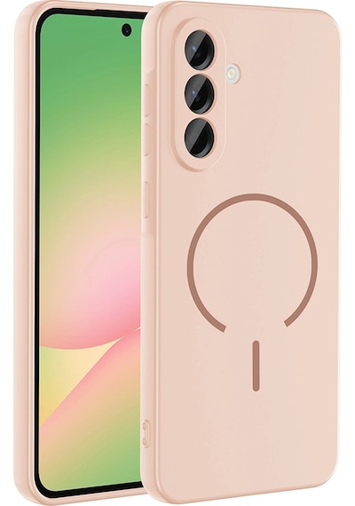 Samsung Uyumlu Galaxy A26 Kılıf M-safe Şarj Özellikli Zore Meta Kapak Rose Pembe