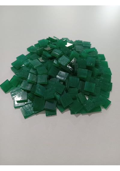 Koyu Yeşil Kare Vitray Cam Mozaik Taşı - Sanatsal Mozaik İçin Yaklaşık 10 X 10 Mm