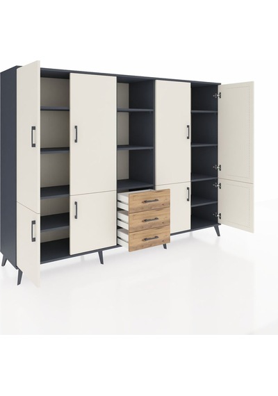 Hyperion Dolap 11 Raflı 3 Çekmeceli 8 Kapaklı 220x44x163 Antrasit Antrasit-aytaşı/çam Hyperion Dolap 11 Raflı 3 Çekmeceli 8 Kapaklı 220x44x163 Antrasit Antrasit-aytaşı/çam