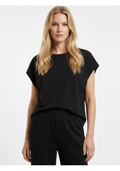 Xint Siyah Pamuk Dokulu Oversize Bluz 602588