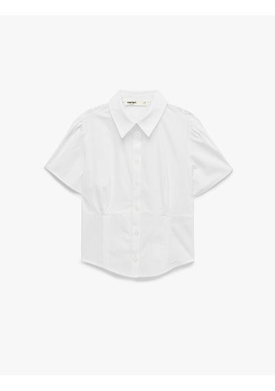 Koton Pamuklu Düğmeli Klasik Yaka Slim Fit Kısa Kollu Gömlek Beyaz 6sak60432uw