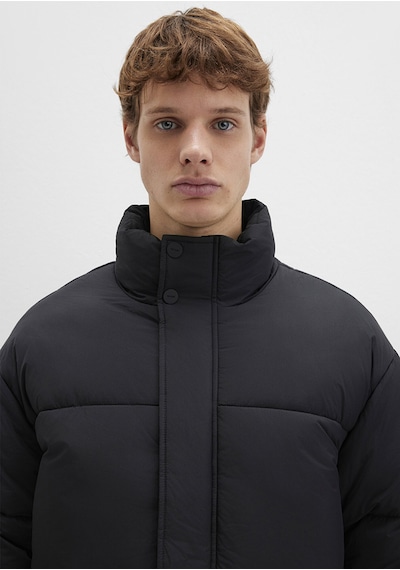 Mavi - Dik Yaka Siyah Şişme Mont 0110609-71379 Siyah