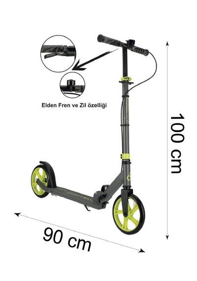 Cool Wheels 12 + Yaş Frenli Scooter / Siyah-kırmızı