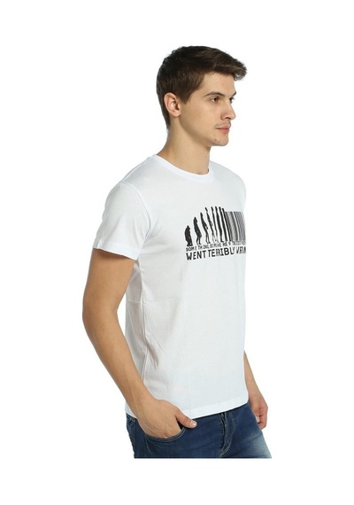 Bant Giyim - Barcode Beyaz Erkek T-Shirt Tişört