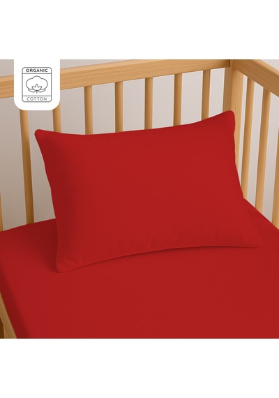 %100 Pamuk Bebek Yastık Kılıfı 35x45 Cm 2 Adet Doğal & Yumuşak Kırmızı