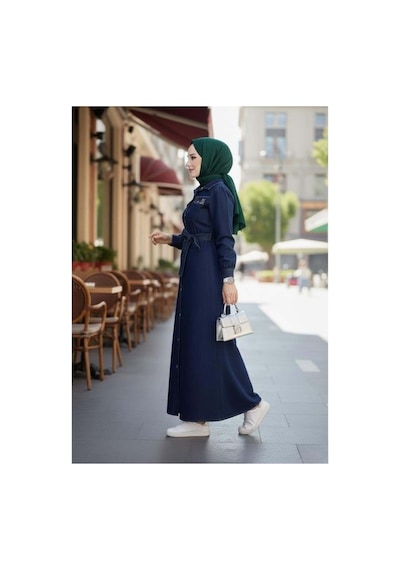 Hb Harma Time Butik Kadın Boncuk İşlemeli Düğmeli Kuşaklı Lacivert Kot Elbise Lacivert Lacivert Hb Harma Time Butik Kadın Boncuk İşlemeli Düğmeli Kuşaklı Lacivert Kot Elbise Lacivert Lacivert