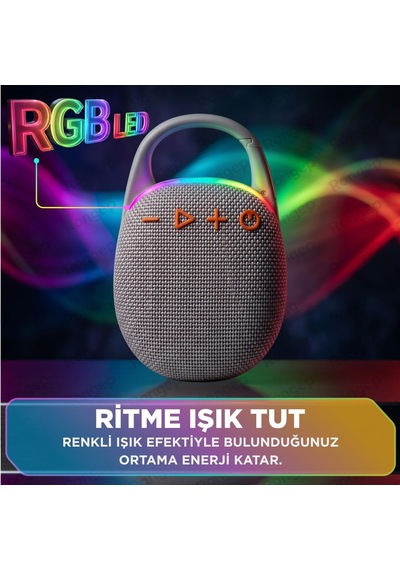 Travel-sound Taşınabilir Bluetooth Hoparlör V5.3 Önü Kumaş Kaplı Tft/aux/usb Destekli Rgb Işıklı Ipx6 Su Sı 11949714