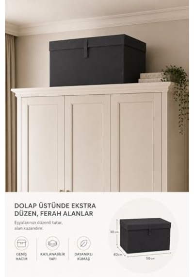 Çok Amaçlı Organizer Lüks Saklama Kutusu Düzenleyici Hurç Maxi Boy 50 40 30 Cm