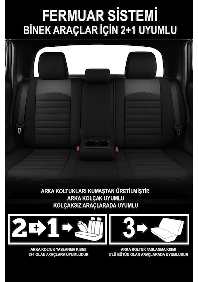 Formentor Tay Tüyü Üniversal Oto Koltuk Kılıfı - 5 Koltuk Tam Set Carbon
