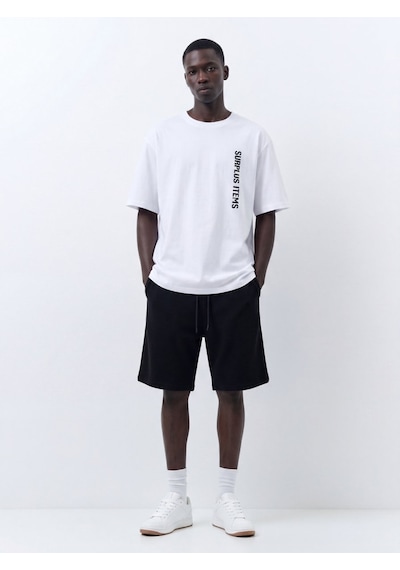 LTB Minimal Yazı Slogan Baskılı Relaxed Beyaz T-shırt