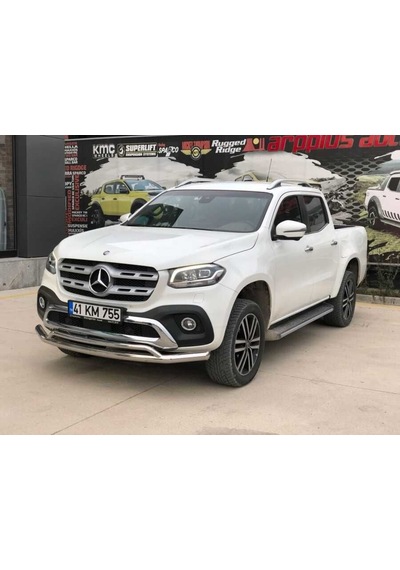 Mercedes X-class Off Road Tampon Koruma Demiri Krom Çiftli Bıyık 2017+ Pst17