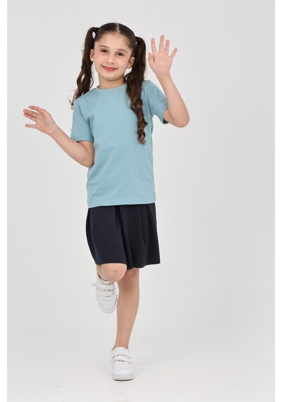 Erdem Kıds Kız Çocuk Düz Baskısız Kısa Kol Basic Casual-okul T-shirt Mint Yeşili Mint Yeşili