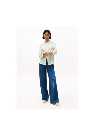 Tommy Hilfiger Ess Lınen Relaxed Shırt Kadın Yeşil Gömlek - Ww0ww44679 Yeşil
