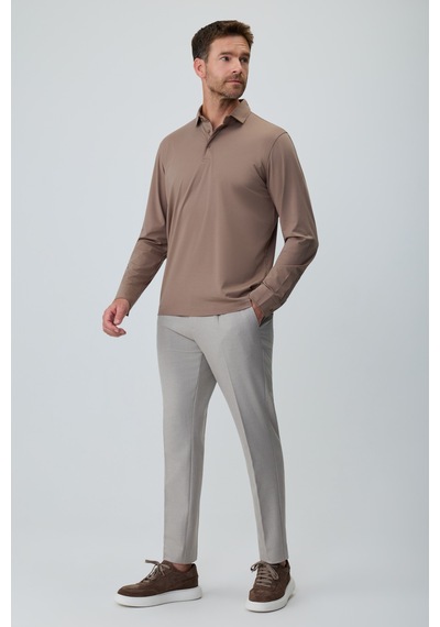 Morven Erkek Açık Kahve Polo Yaka Rayon Sweatshirt 27ks063002411 Açık Kahve Açık Kahverengi