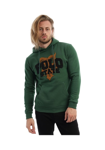 Polostate Erkek Polo State Süzine Nakışlı Kapüşonlu Sweat Koyu Yeşil