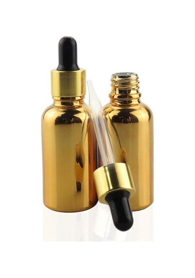 Gold Renkli Siyah Damlalıklı Cam Şişe 30 Ml