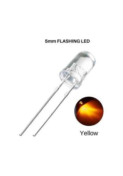 Flaşörlü Led Sarı 2 Bacaklı 5mm