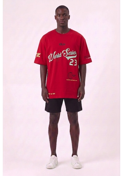 Blow Up World Series Kırmızı Oversize Erkek T-shirt 142809 SİYAH
