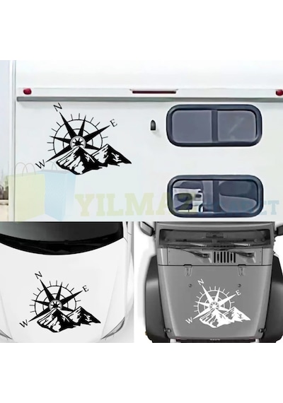 Pusula Karavan Kamp Çekme Off Road Oto Sticker Etiket Yapıştırma
