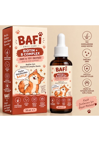 Bafi Biotinli B Complex Kedi Vitamini Deri Ve Tüy Desteği 50 Ml