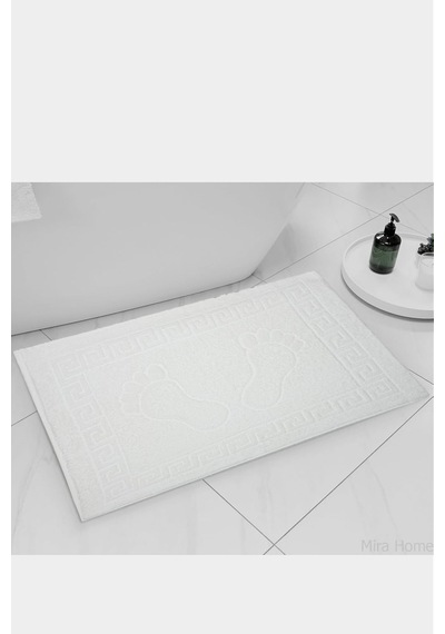 2 Li Ayak İzli Banyo Ayak Havlusu %100 Pamuklu Renkli 50x70 Cm Menom Beyaz