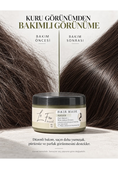 Le Feu Beauté Argan Ve Amino Proteinli Saç Bakım Maskesi 300 Ml Kuru Ve Yıpranmış Saçlar