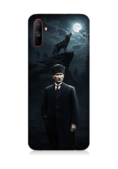 Realme C3 Uyumlu Kurt Ve Mustafa Kemal Atatürk Desenli Silikon Kılıf Çok Renkli