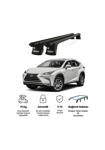 Trio-ıı Lexus Nx200 2015ve Sonrası Uyumlu Siyah Kilitli Ara Atkı 120cm Port Bagaj Tavan Barı