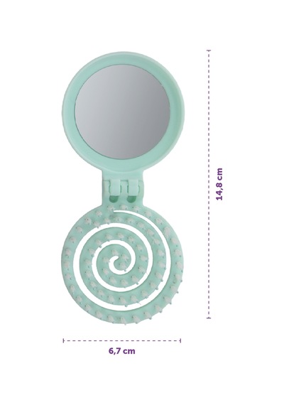 Beauty Makaron Extension Saç Fırçası - Kaynak Saçlara Özel, 3d Esnek, Aynalı, Çanta Boy Pastel Neon Mint