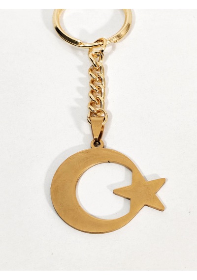 Ay Yıldız Figürlü Anahtarlık Gold Renk Milli Ve Anlamlı Şık Çanta & Anahtar Aksesuarı Çok Renkli