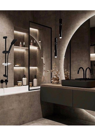 Eca Tiera Banyo Sürgülü Hareketli Üst Takım Mat Siyah 102146029C1 Siyah