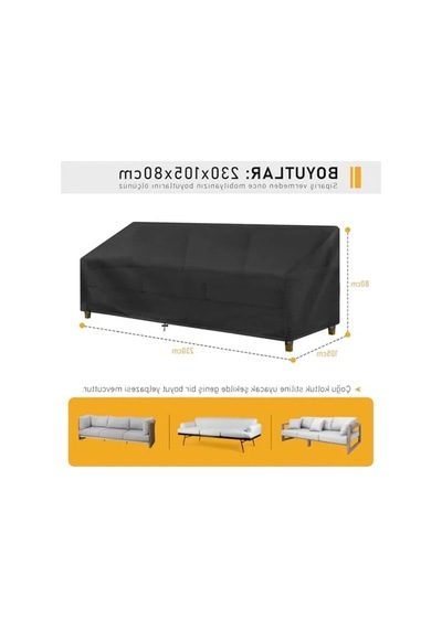 Su Geçirmez Bahçe Mobilya Kılıfı, Çift Kişilik Koltuk Koruma Örtüsü, 230-105-80cm - Siyah Açık Altın