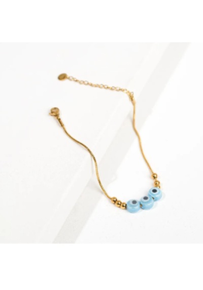 Bbaccessorıes Bb Çelik Halhal Altın - Mavi Taşlı