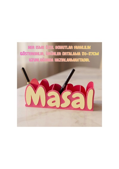 Fuşya Pembe İsimli Kalemlik Kişiye Özel 3d Baskı Organizer Diğer