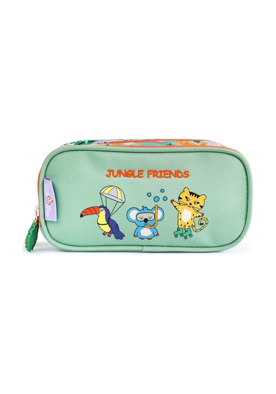 Milk & Moo Çocuk Sırt Çantası, Kalem Kutusu, Beslenme Çantası 3'lü Set Jungle Friends