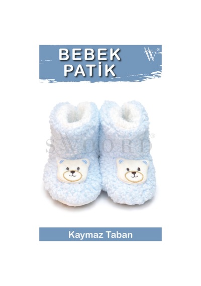 Swoord Peluş Astarlı Ve Yüzeyli Kaydırmaz Taban Çocuk Patik Çocuk Panduf Mavi