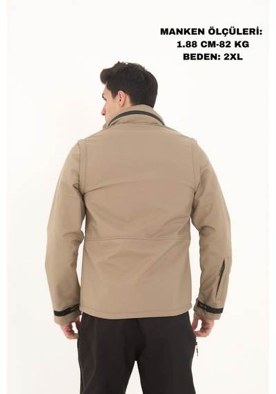 Camp Scoutland Camp460 Outdoor Tactical Softshell Su & Rüzgara Dayanıklı Erkek Taktik Yelek & Mont Bej