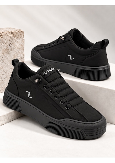 Wordex Noka Champ Unisex Lastik Bağcıklı Rahat Taban Sneaker Spor Ayakkabı Siyah
