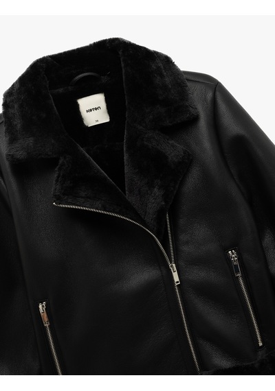 Koton Uzun Kollu Fermuarlı Suni Kürk Astarlı Kruvaze Suni Deri Biker Crop Ceket Siyah 6wak20091ew Siyah Koton Uzun Kollu Fermuarlı Suni Kürk Astarlı Kruvaze Suni Deri Biker Crop Ceket Siyah 6wak20091ew Siyah