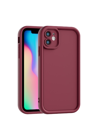 Apple Uyumlu iPhone 11 Kamera Çıkıntılı Mat Silikon Telefon Kılıfı Bordo