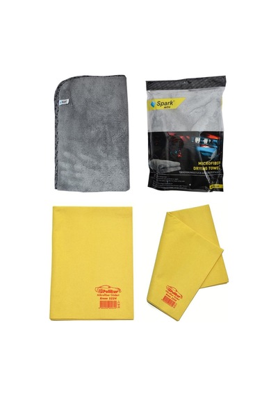 Spark 2316 Peluş Oto Kurulama Bezi Ve Polikur 3224 Mikrofiber Güderi Oto Kurulama Bezi 2'li Set