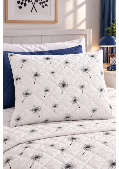 Kapitone Fermuarlı Yastık Alezi 50x70 Cm Pamuklu Yastık Koruyucu Kılıf Elyaf Dolgulu Beyaz İbiza