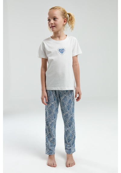 Arnetta 3305 Kız Çocuk Dream Shine Bisiklet Yaka Kısa Kollu Pijama Takım Beyaz