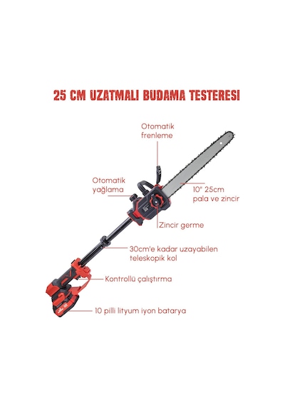 Dw Bt0228 Profesyonel Akülü Kömürsüz 2li Bağ Seti - 50mm Bağ Makası + 25cm Uzatmalı Dal Kesme Testeresi