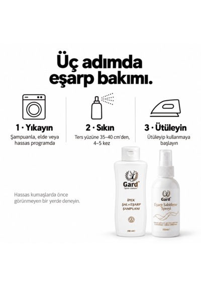 Gard Eşarp Bakım Seti - İpek Şal Eşarp Şampuanı 200 Ml + Eşarp Sabitleme Spreyi 150 Ml