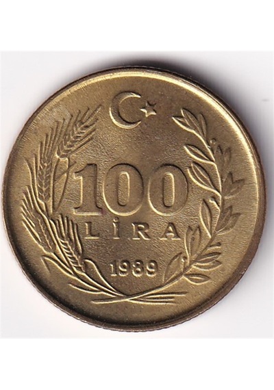 100 Lira 1989 Çil Eski Madeni Para