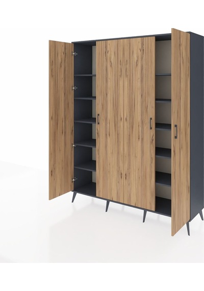 Hyperion Gardrop 10 Raflı 4 Kapaklı 176x44x221 Antrasit-çam/antrasit Çam/antrasit Hyperion Gardrop 10 Raflı 4 Kapaklı 176x44x221 Antrasit-çam/antrasit Çam/antrasit