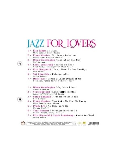 Jazz For Lovers Plak 1 Lp Karışık Sanatçılar Etta James - Frank Sinatra - Dinah Washington - Louis Armstrong - Ella Fitzgerald Ve Dahası